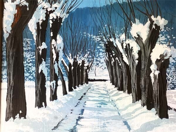 Jordi Vall Escriu "Snow Path" Original Oil Painting On Canvas Signed Spanish Art
