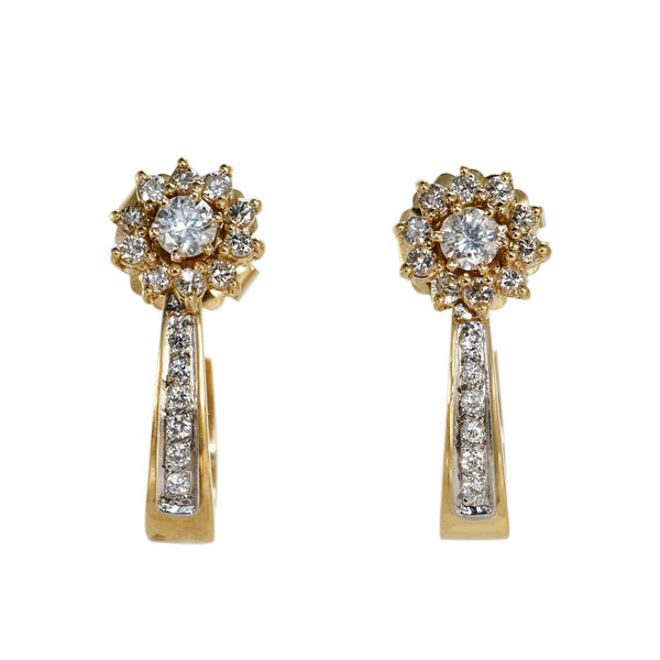 14K Yellow Gold Diamond Stud & Half Loop