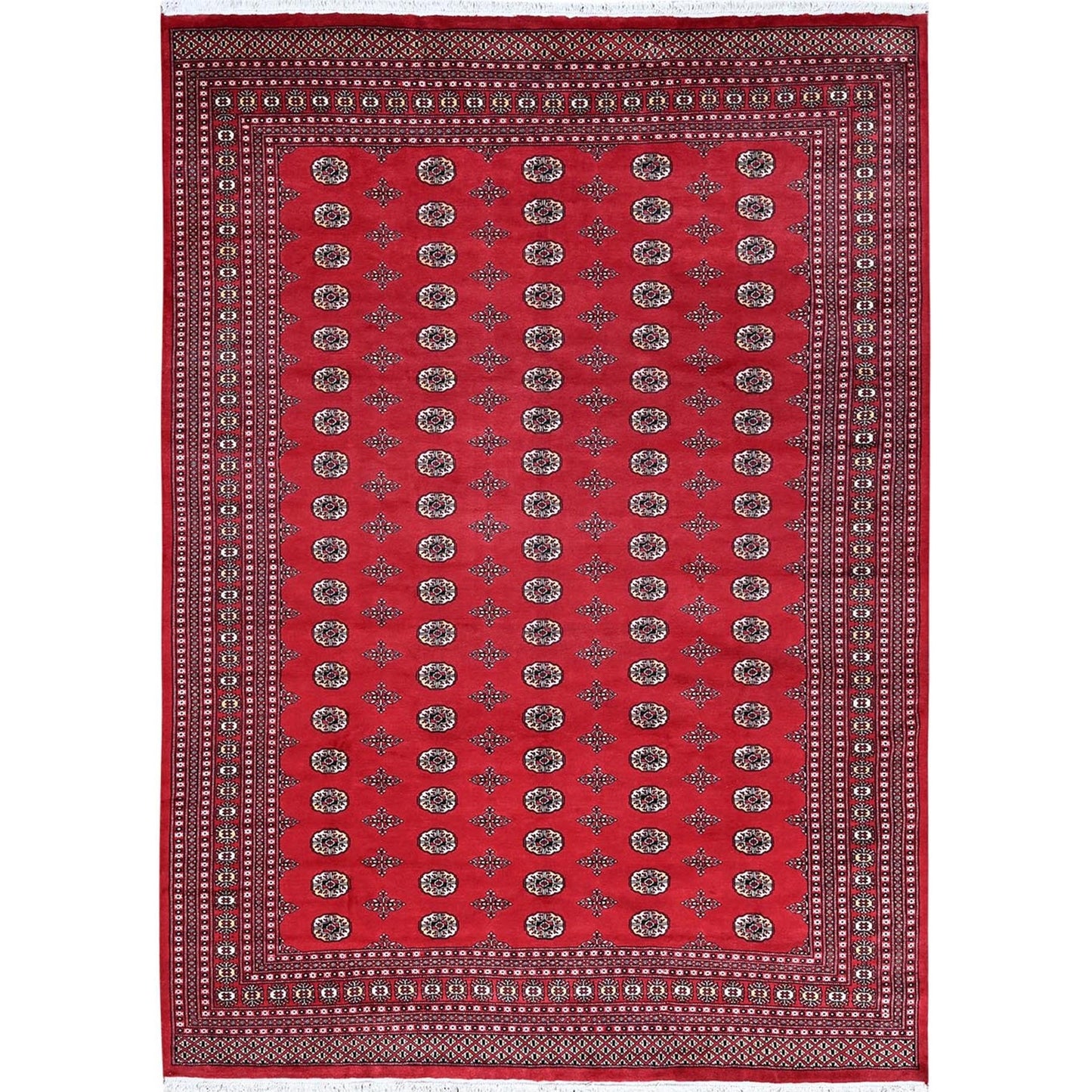 9'X12'6" Scarlet Red Princess Bokara Soft Wool Hand Knotted Rug
