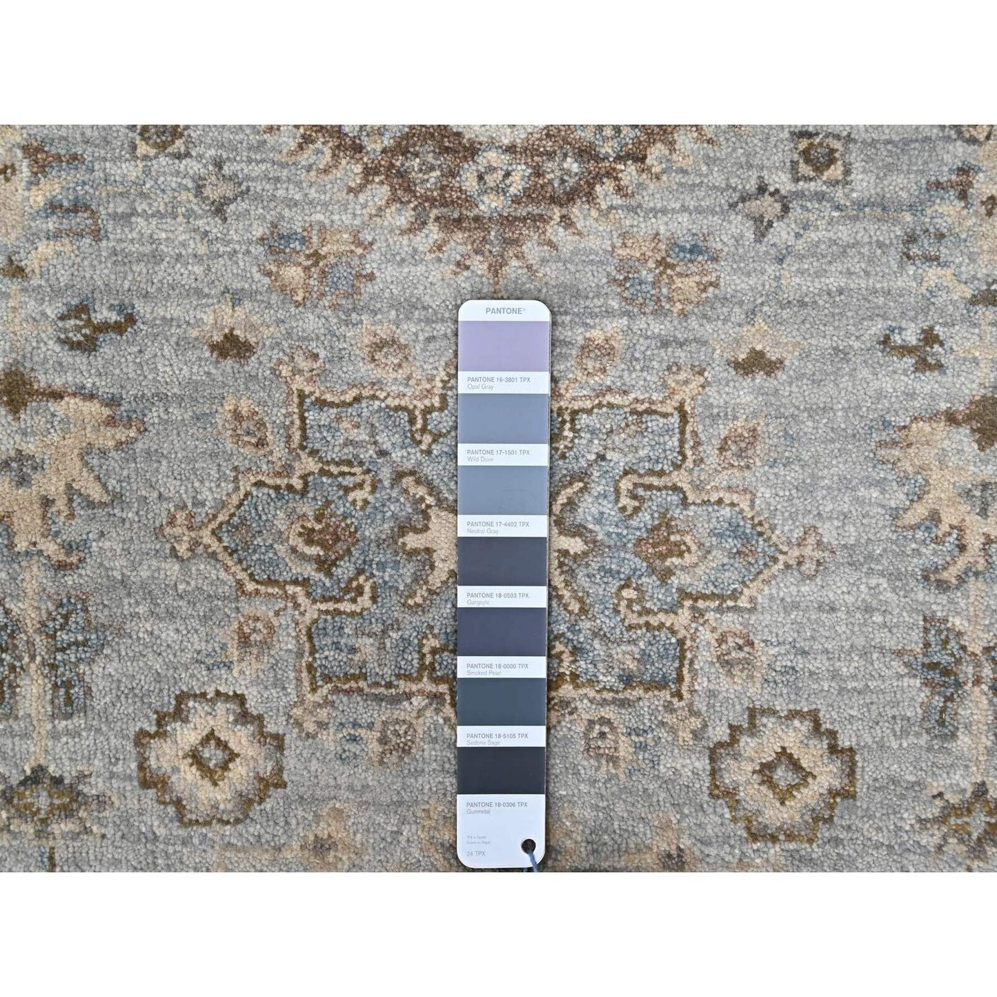 2'9"X21'10" Misty Gray Pure Wool Hand Knotted Karjihooz Design Runner Rug