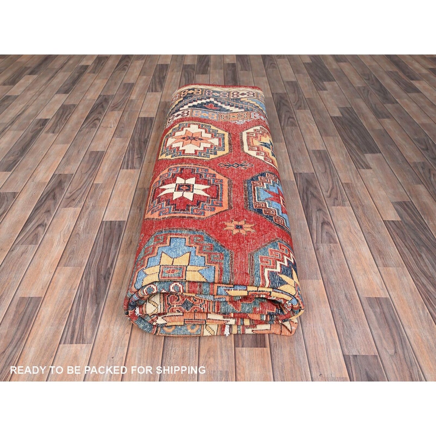 10'X13'10" Red Afghan Ersari Design Hand Knotted Natural Wool Rug