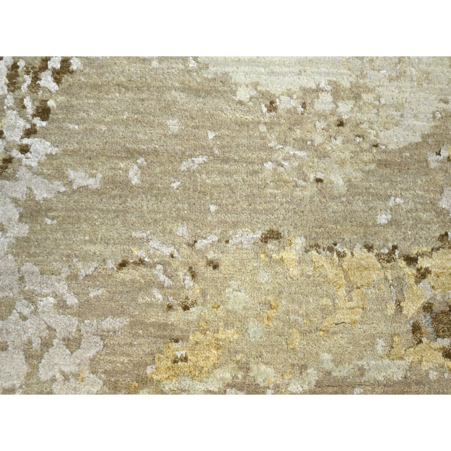 9'X11'10" Shades Of Brown Abstract Design 100% Wool Hand Knotted Rug