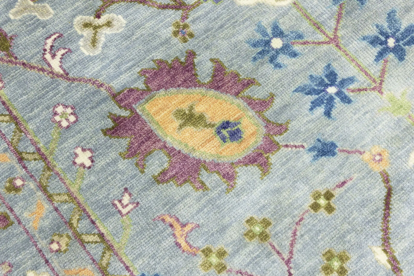 Hand-Knotted Gray Floral Chobi Oriental Rug