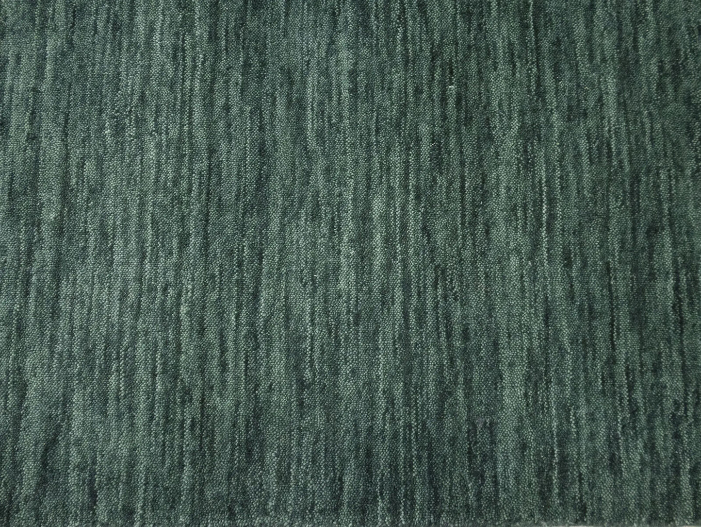 Solid Dark Green Hand-Loomed 9X12 Gabbeh Wool Rug