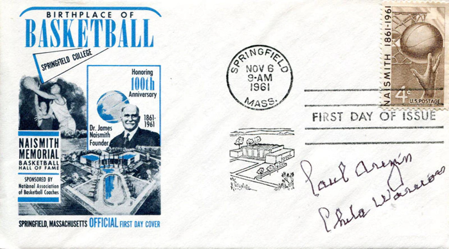 Paul Arizin Autographed Basketball Hall Of Fame Envelope