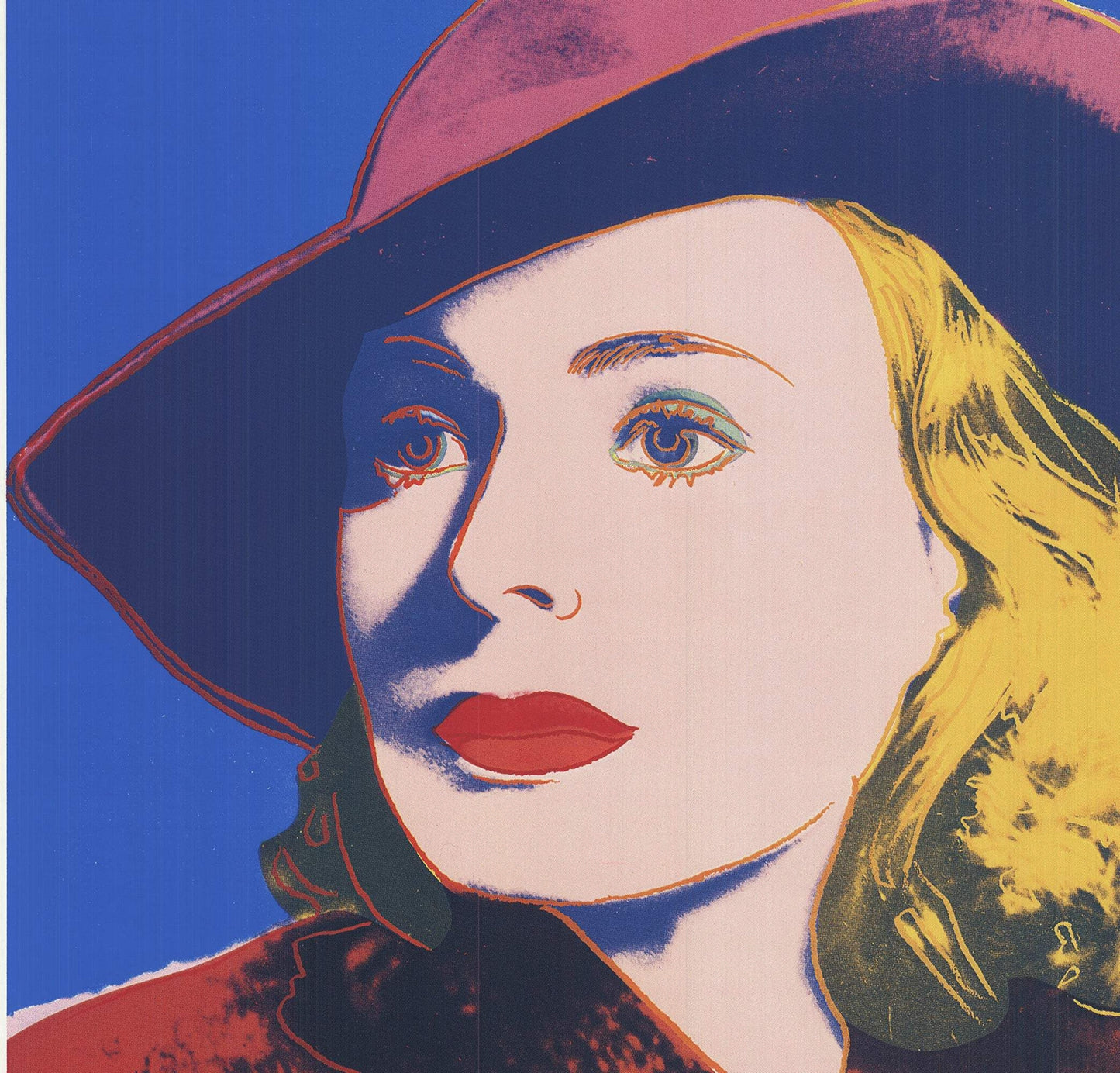 Andy Warhol Ingrid With Hat " Poster Pop Art Pink, Yellow, Blue