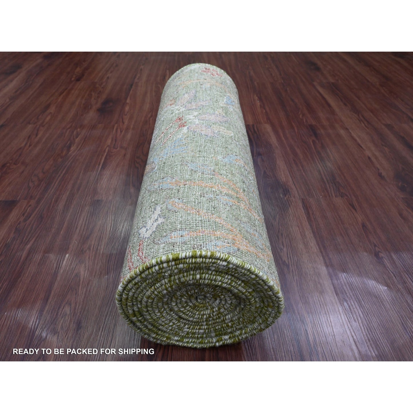 2'6"X24' Green Birds Of Paradise Design Wool Hand Knotted Xl Runner Rug