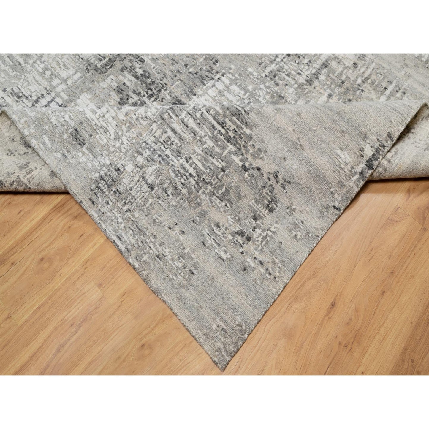 8'X10'2" Gray Hand Knotted Modern Hand Spun Undyed Natural Wool Rug