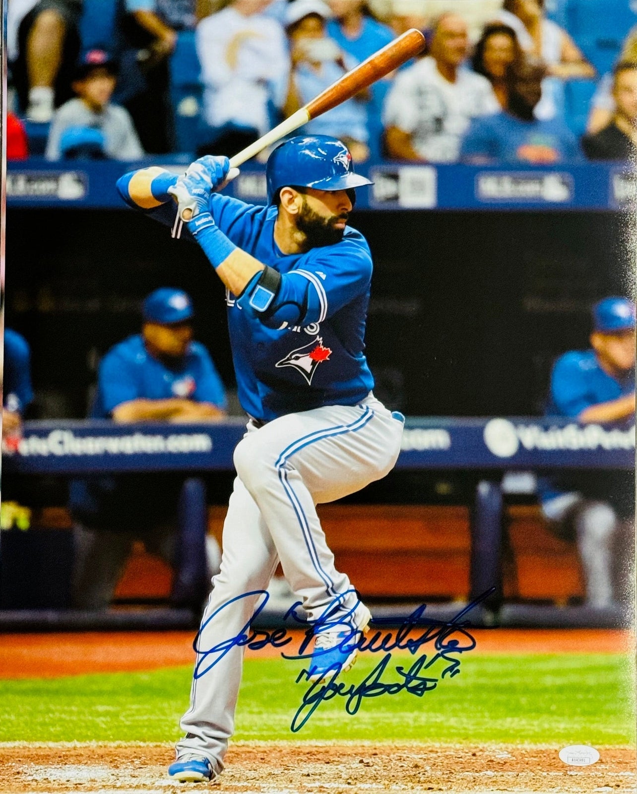 Jose Bautista Autographed Bluejays Baseball 16X20 Photo (Jsa)