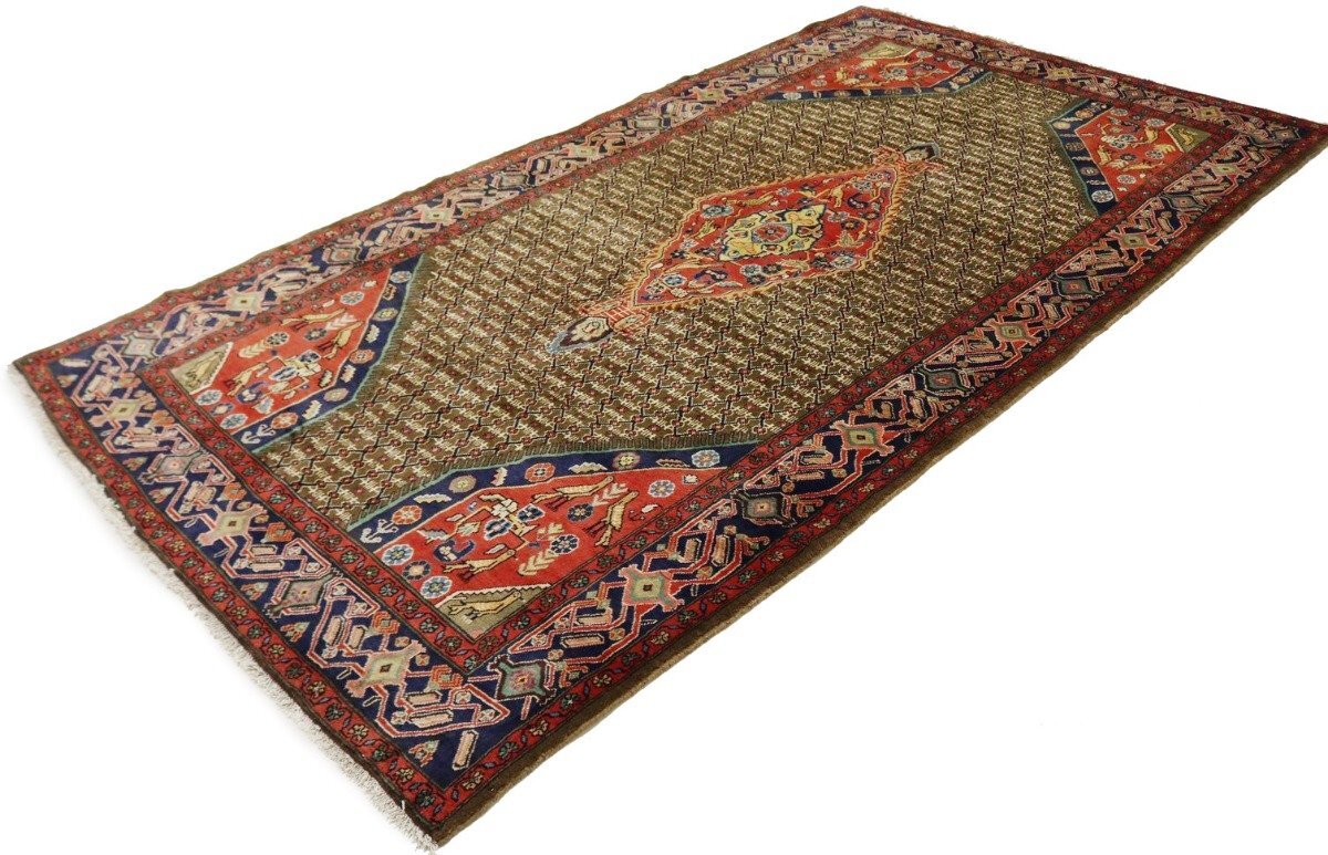 Handmade Vintage Tribal Oriental Rug Geometric
