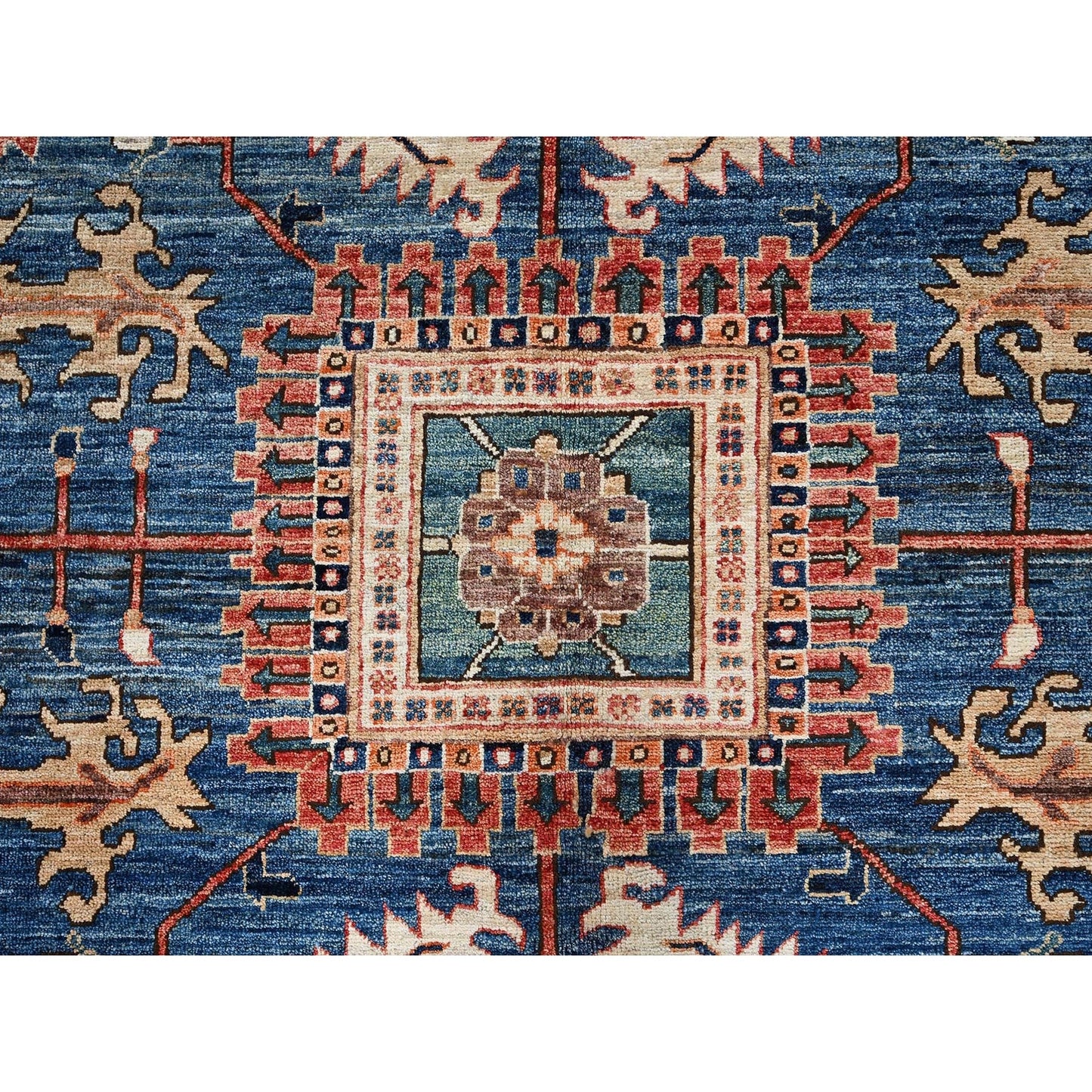 10'X13'10" Imperial Blue Heris All Over Design Soft Wool Hand Knotted Rug