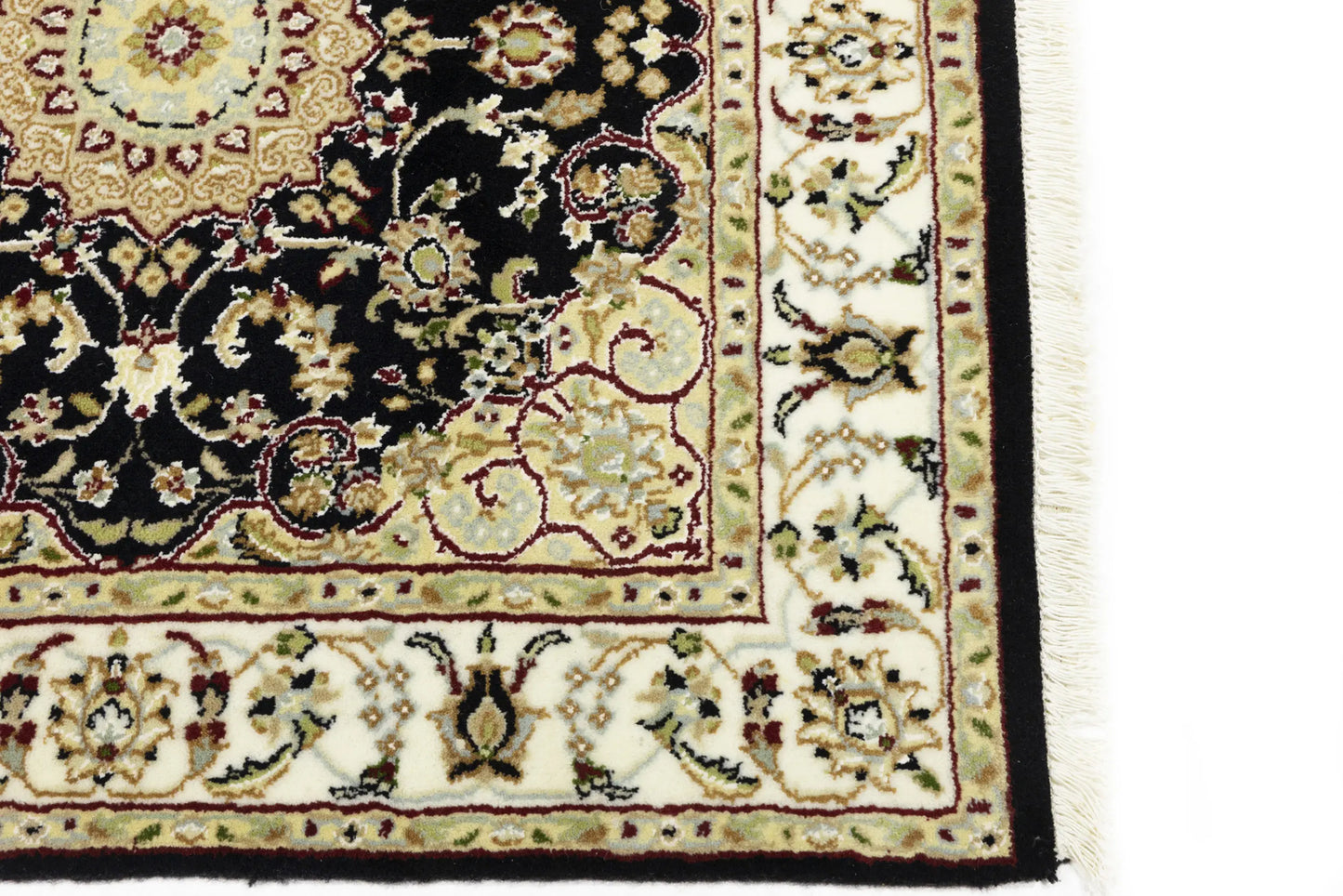 Small Oriental Decor Black Floral 3X3 Indo-Nain