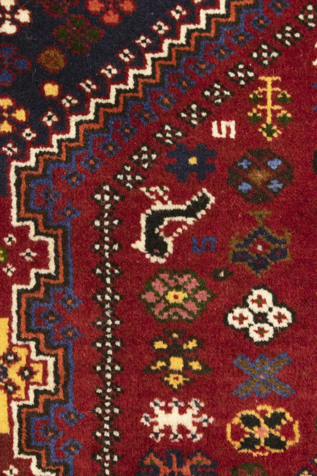 Hand-Knotted Wool Oriental Rug Vintage Tribal