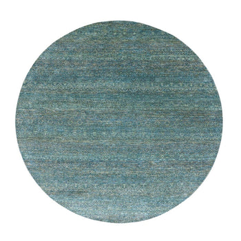 8'X8' Green Hand Knotted Kohinoor Herrita 100% Wool Round Oriental Rug