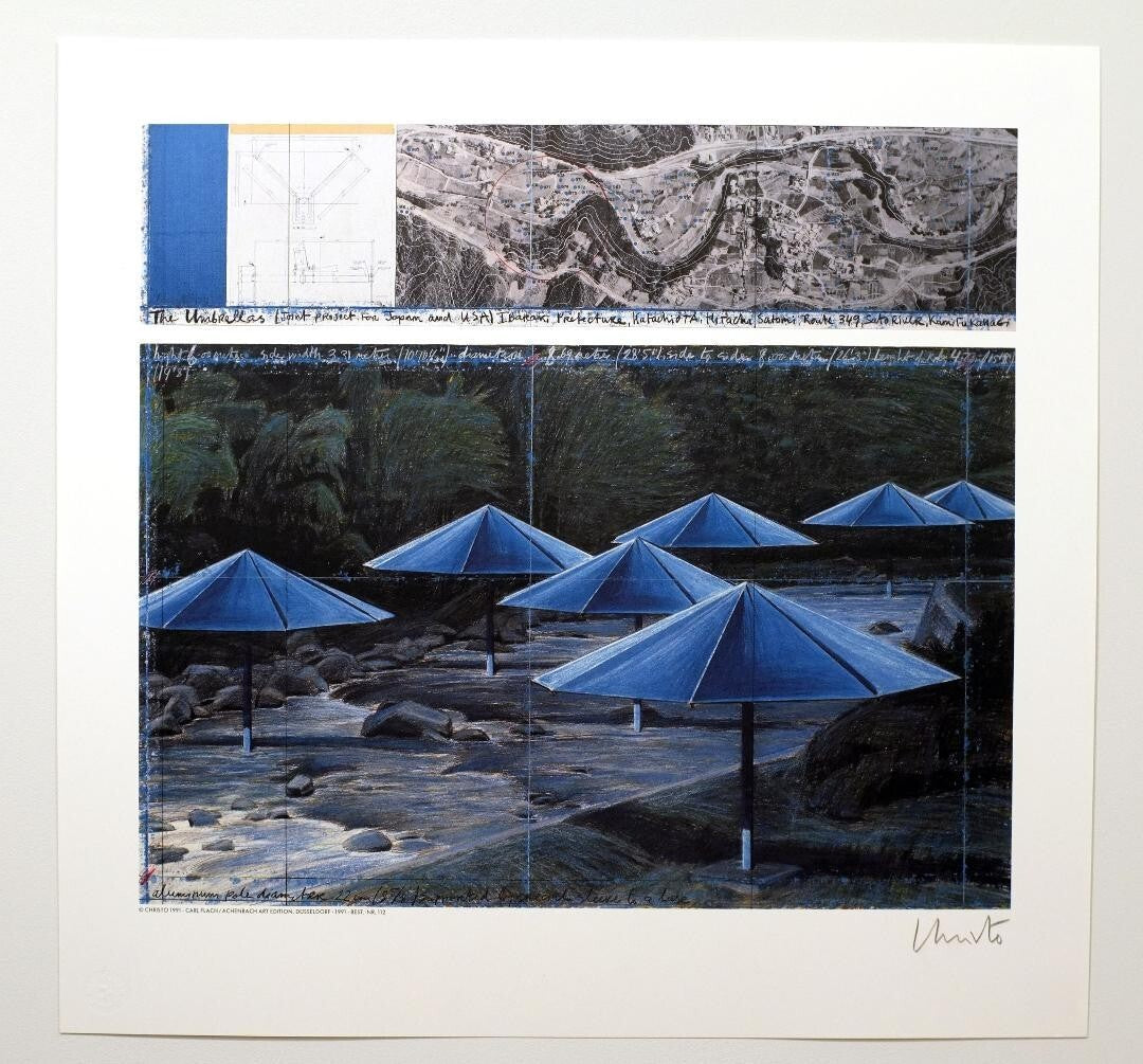 Christo : Umbrella Blue Signed Autographed Offset