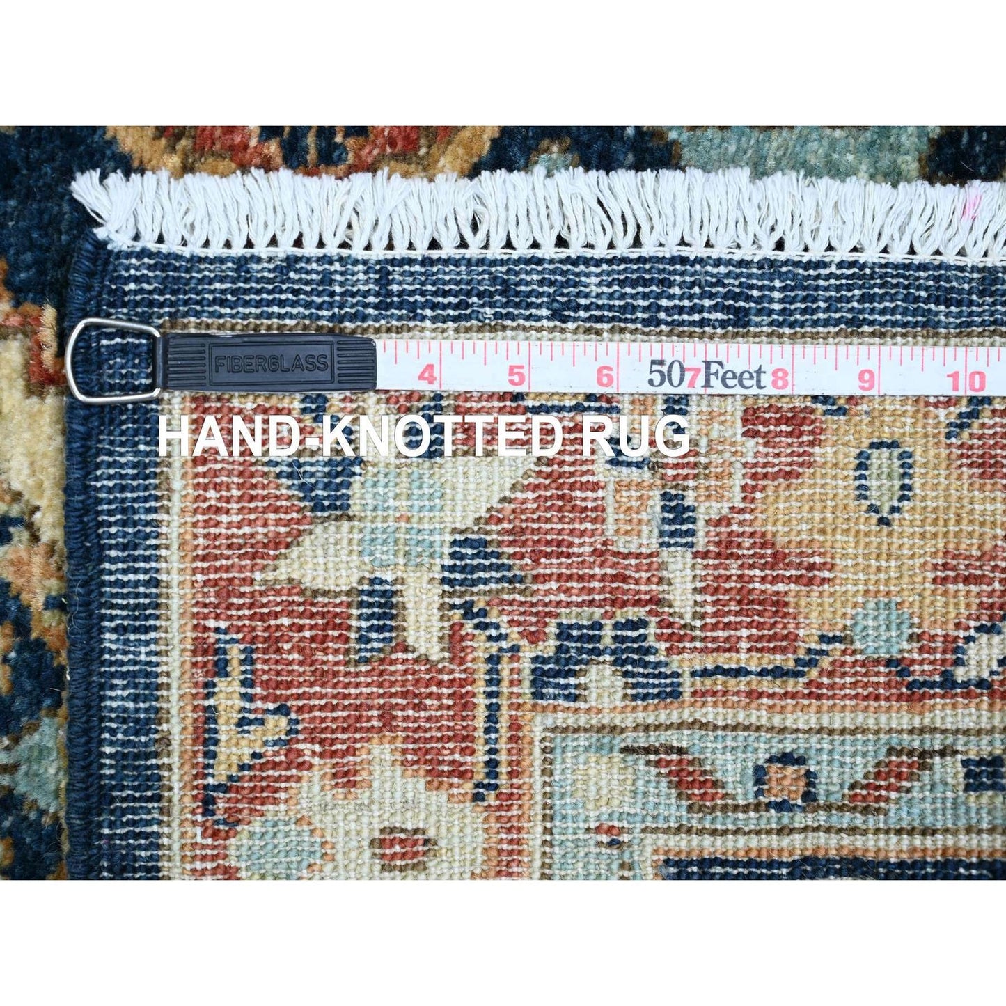 2'7"X8' Yale Blue Peshawar Karjihooz Design Wool Hand Knotted Runner Rug