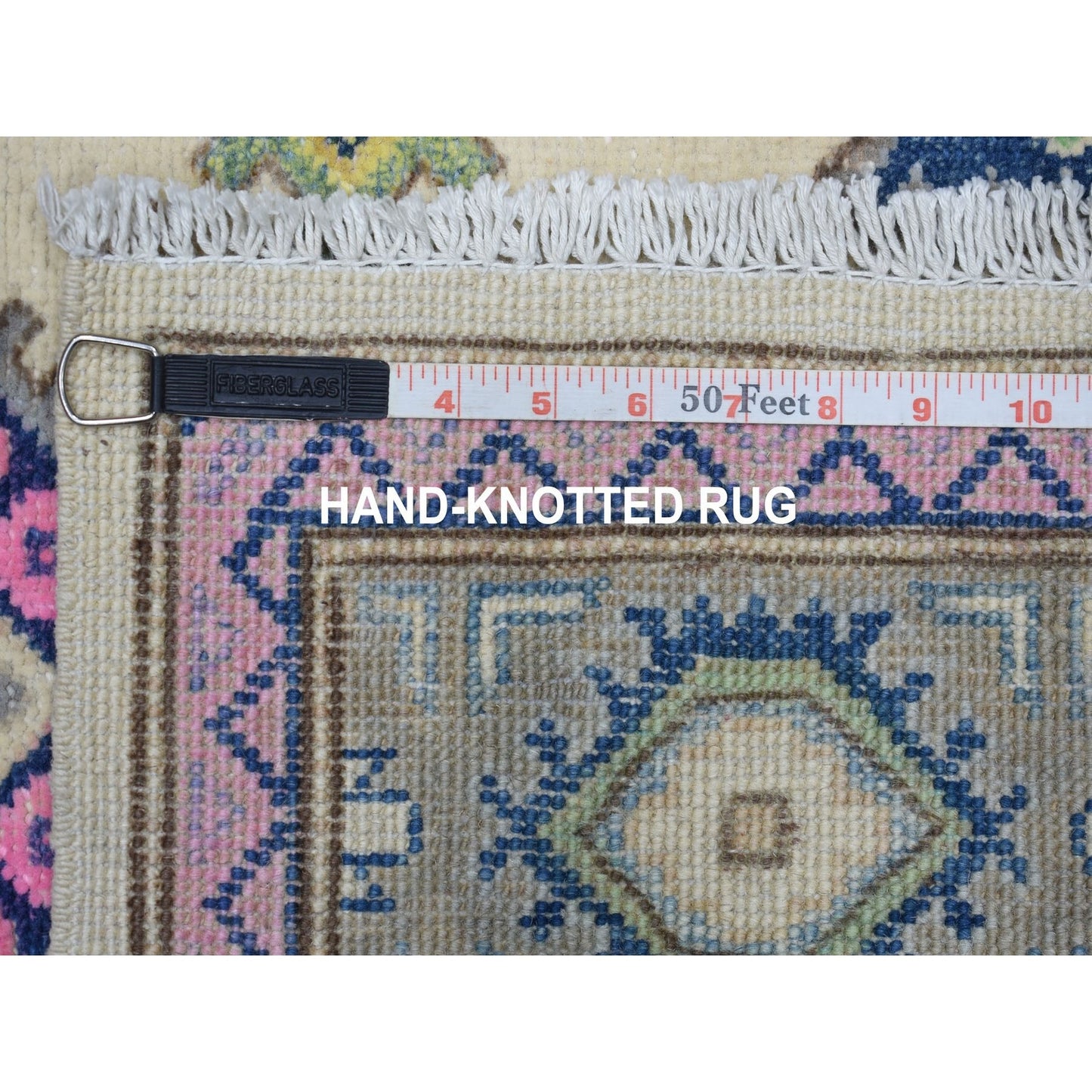3'2"X4'10" Colorful Ivory Fusion Kazak Organic Wool Hand Knotted Rug