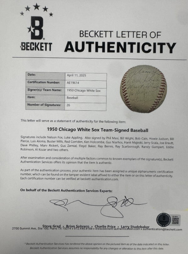 1950 Chicago White Sox Team Signed Baseball (26)