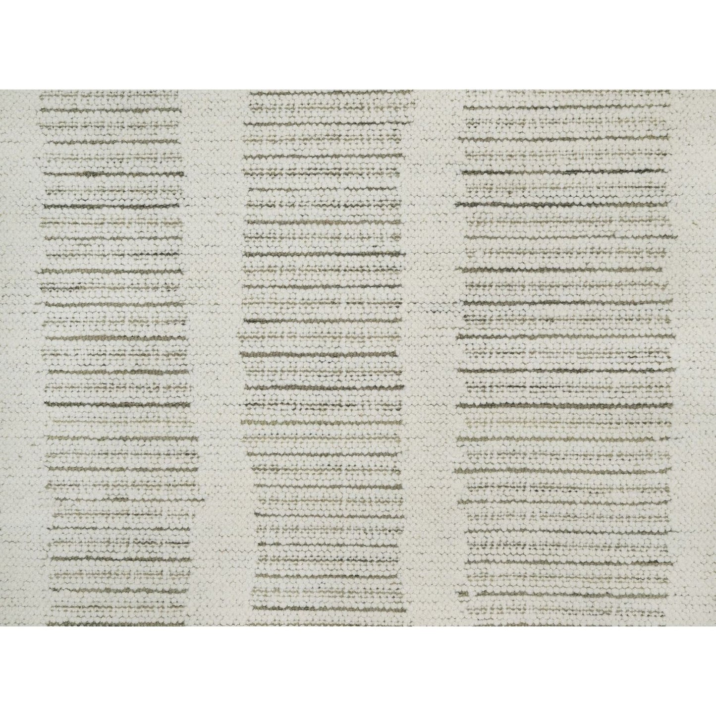 5'9"X5'9" Ivory Hand Woven Round Rug Flat Weave With Pile Natural Wool