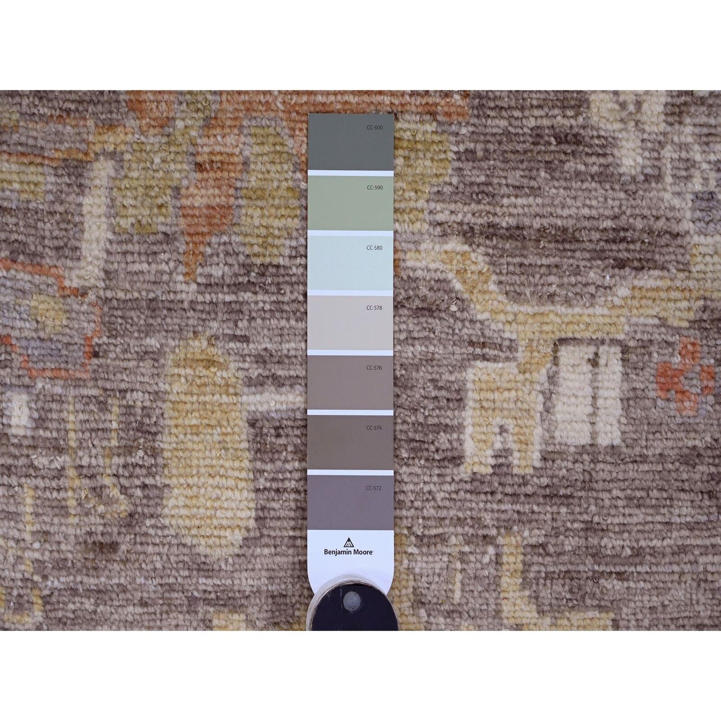 8'X15'7" Brown Pure Wool Afghan Angora Oushak Hand Knotted Runner Rug