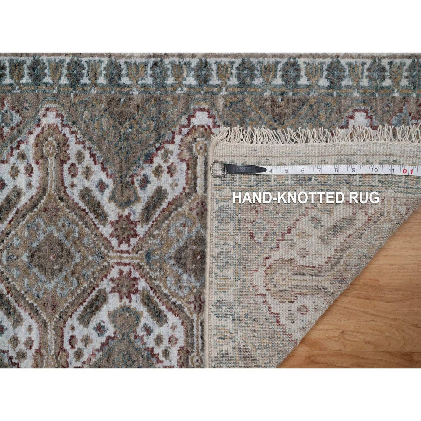 2'X3' Ivory Pure Wool Mat Rug Unique Flower Rosettes Design Hand Knotted