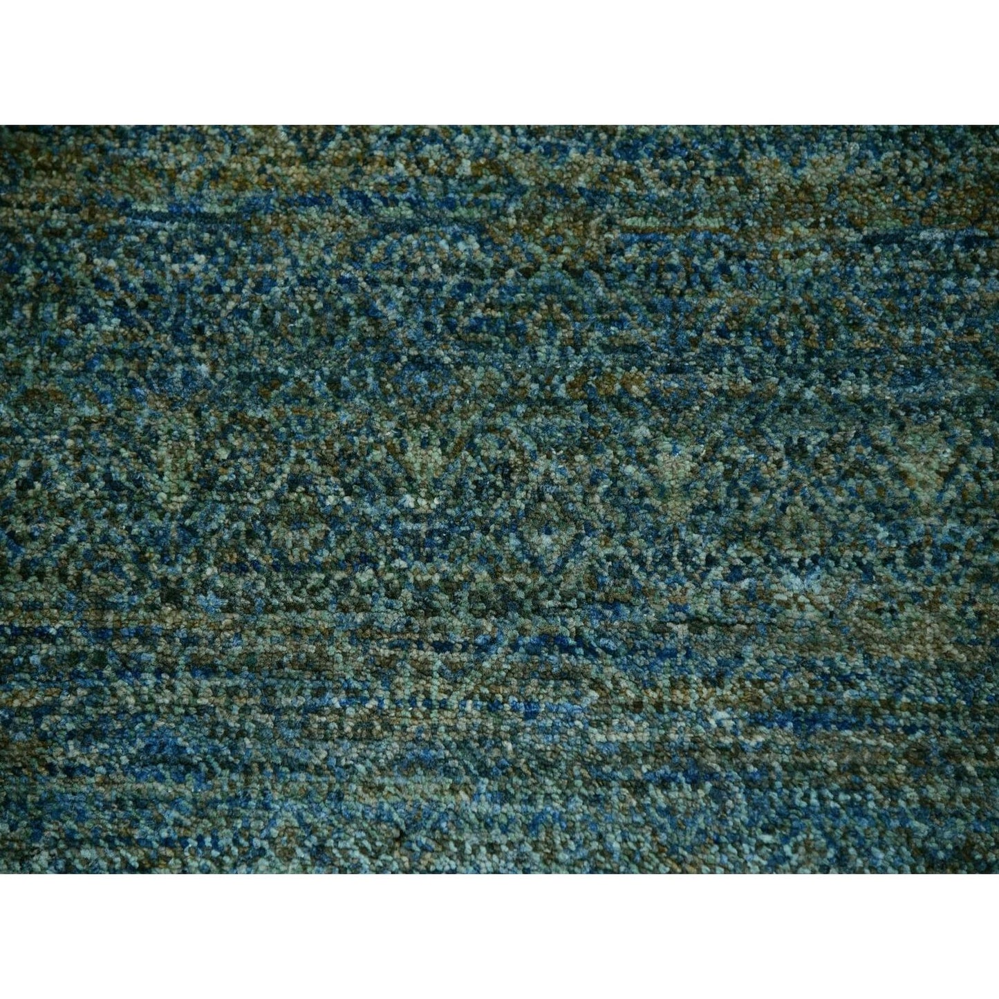 12'X12' Jungle Green Kohinoor Herrita Hand Knotted Pure Wool Square Rug