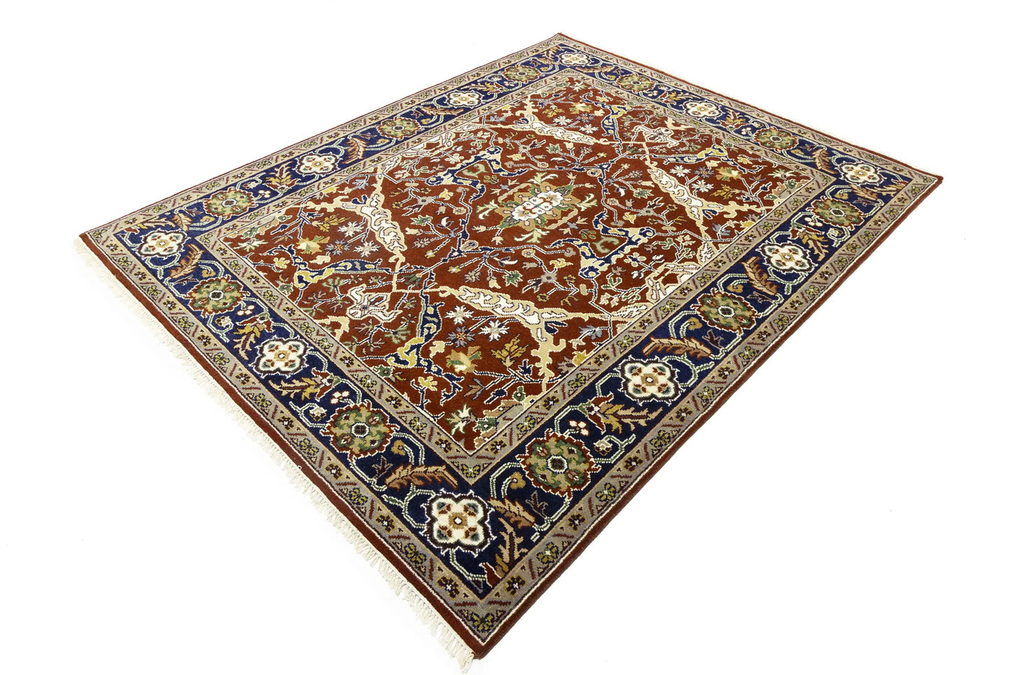 Rusty Red Oushak Chobi Oriental Rug Floral Living