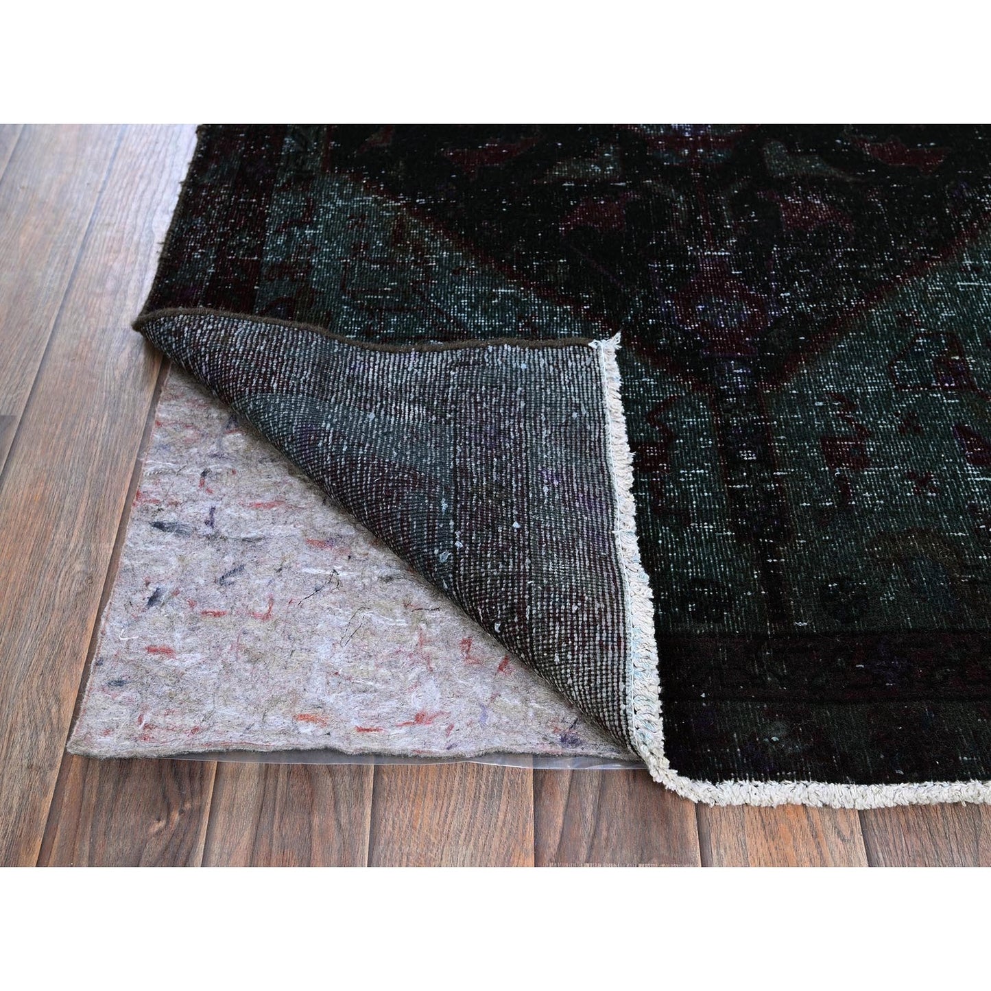 3'2"X6' Dark Red Overdyed Vintage Zoroastrian Hand Knotted Wool Runner Rug