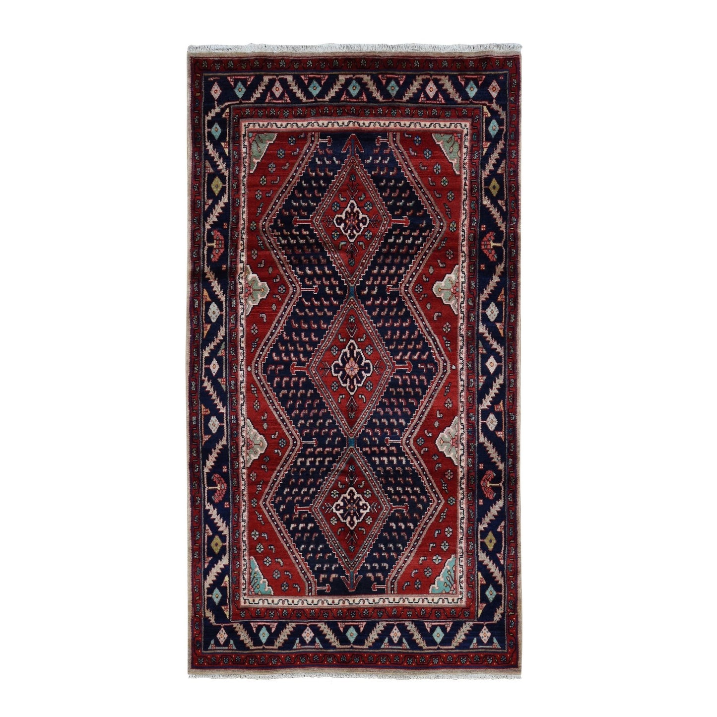 5'1"X9'7" Red New Zoroastrian Pure Wool Hand Knotted Rug
