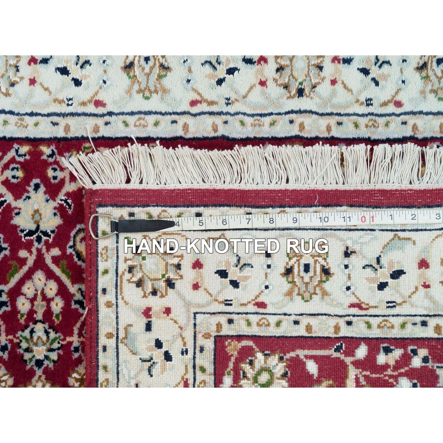 2'9"X8'2" Red Hand Knotted Nain Design 250 Kpsi Organic Wool Runner Rug
