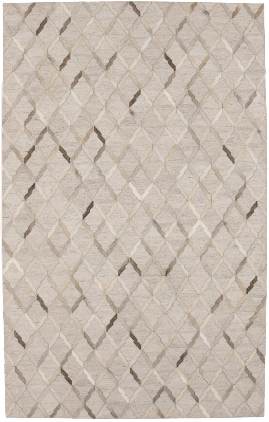 5X8 ft Handcrafted Silver Cowhide Rug