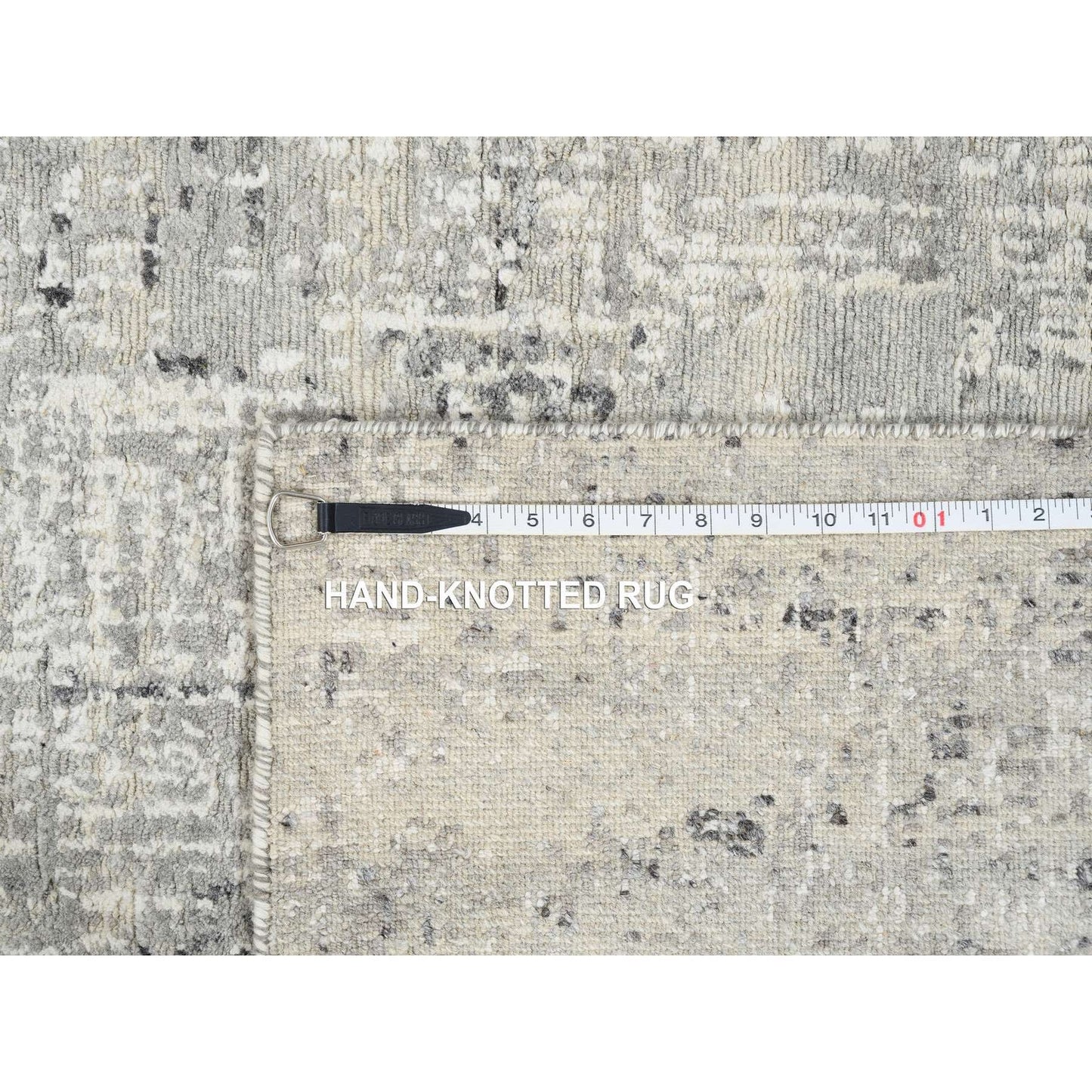 2'7"X6' Light Gray Natural Wool Hand Knotted Modern Design Runner Rug