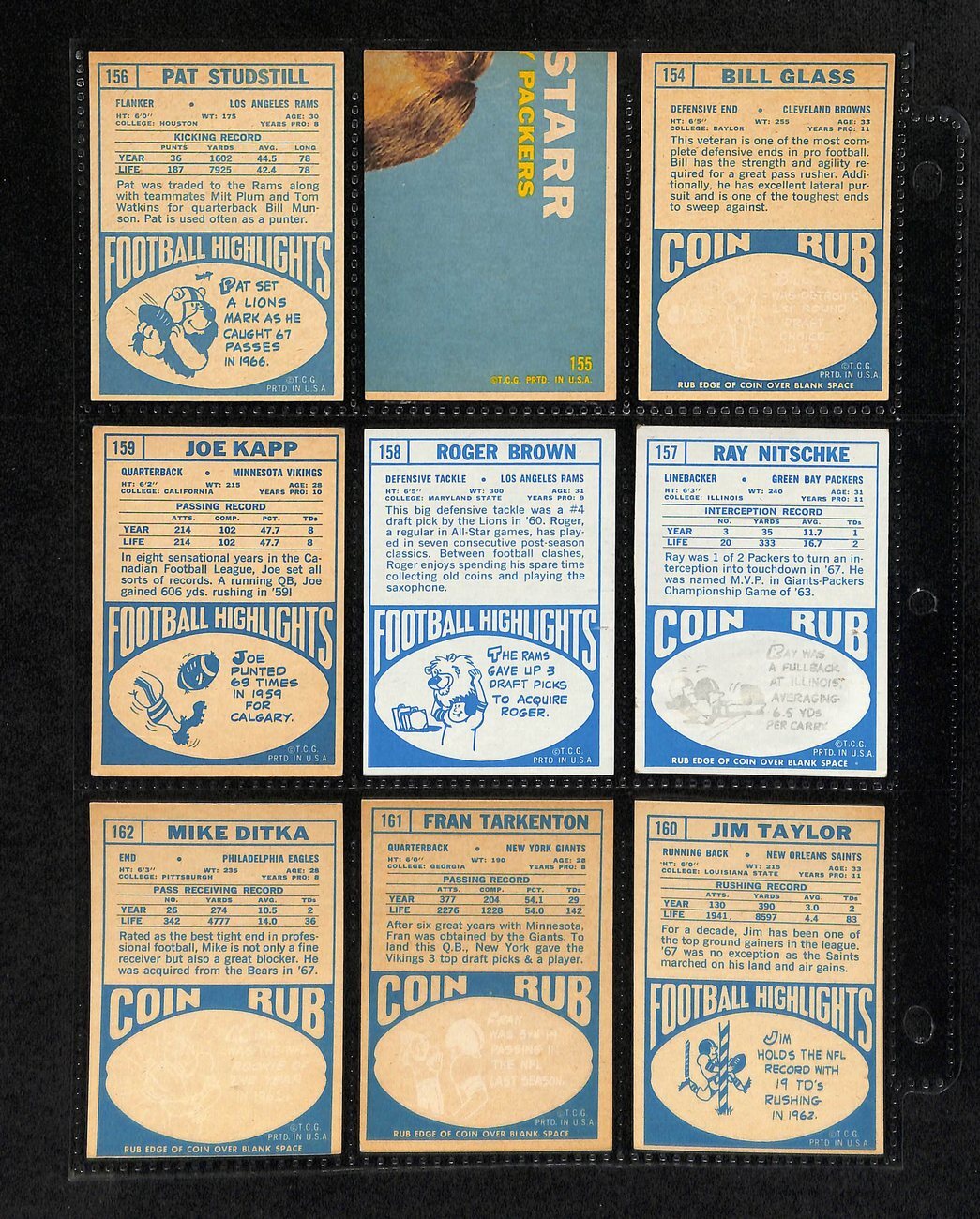 1968 Topps Football Card Complete Set (1-219)