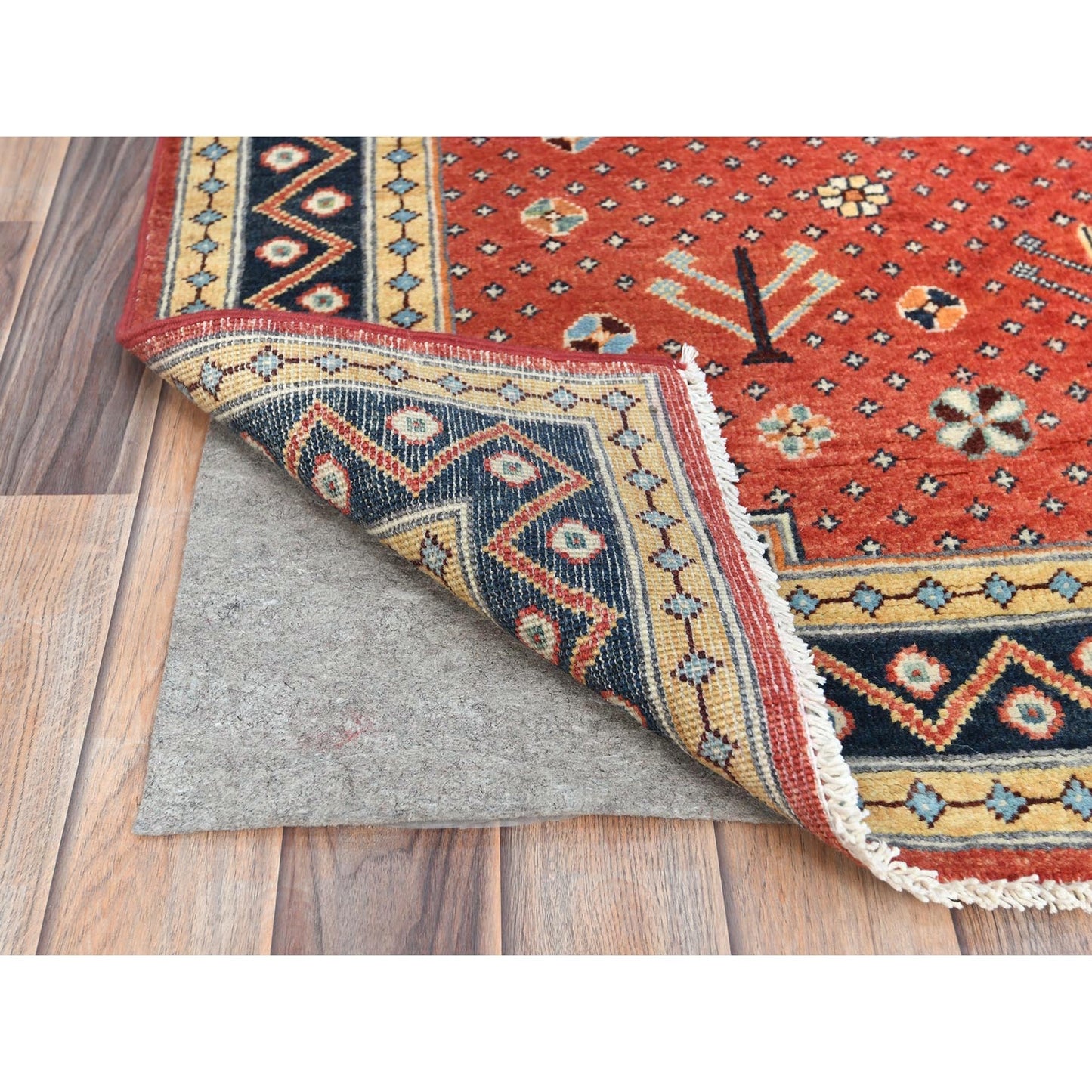4'X5'9" Imperial Red Special Kazak Wool Hand Knotted Oriental Rug