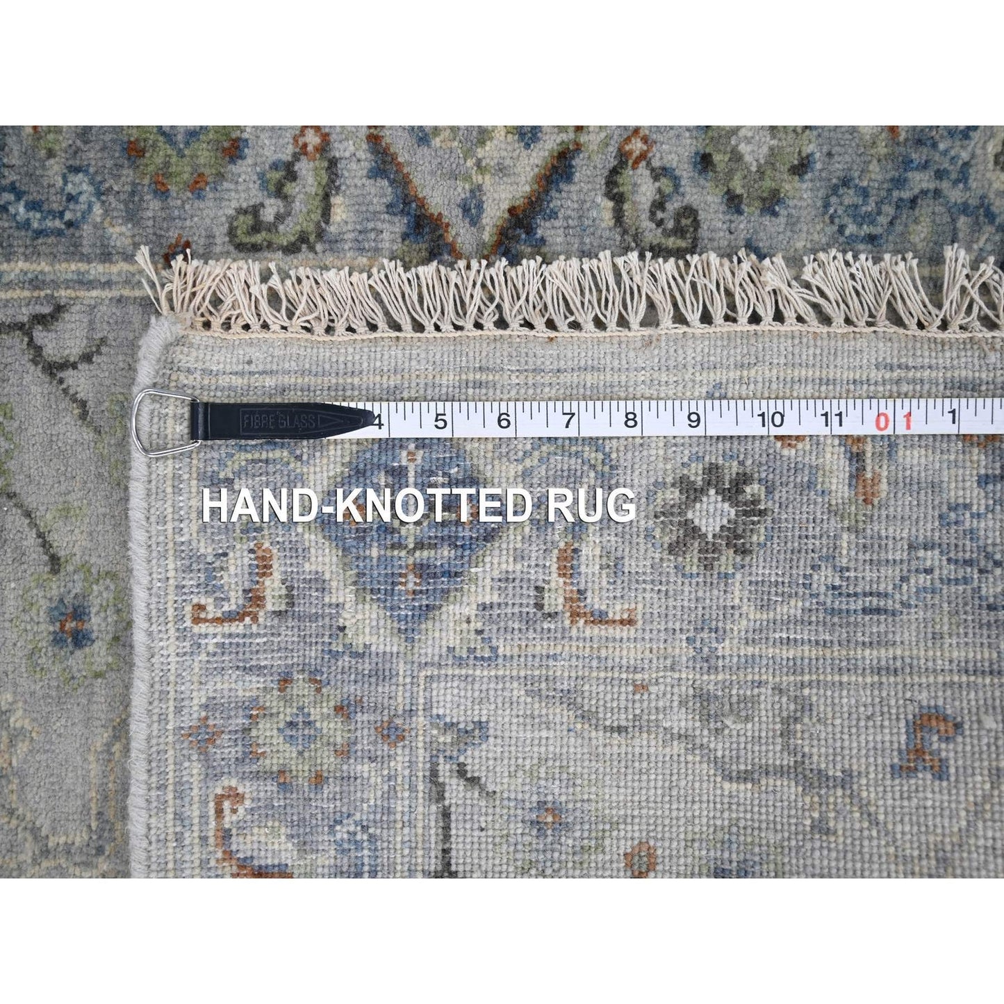 2'6"X11'9" Ivory Oushak With Floral Motifs Hand Knotted Wool Runner Rug