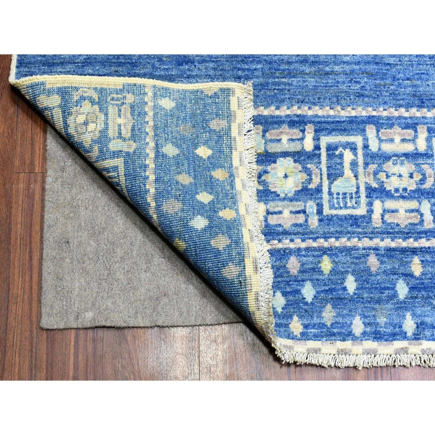 10'2"X13'7" Blue Afghan Kashkuli Gabbeh Pure Wool Hand Knotted Rug
