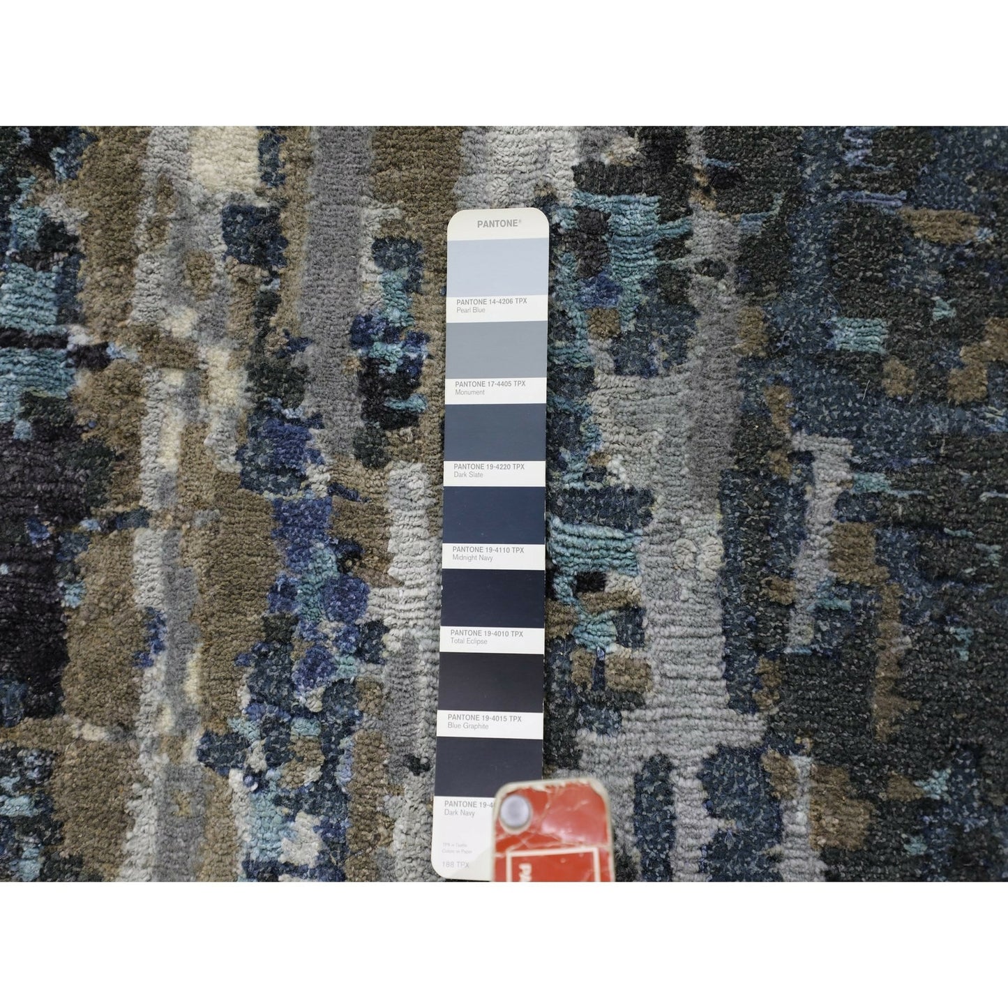 9'9"X'13'9" Blue Abstract Design Wool And Silk Hand Knotted Oriental Rug