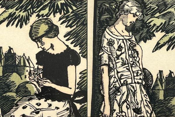Fernand Simeon Woodblock Print "Un Peu, Beaucoup" C.1920S Gazette Du Bon Ton