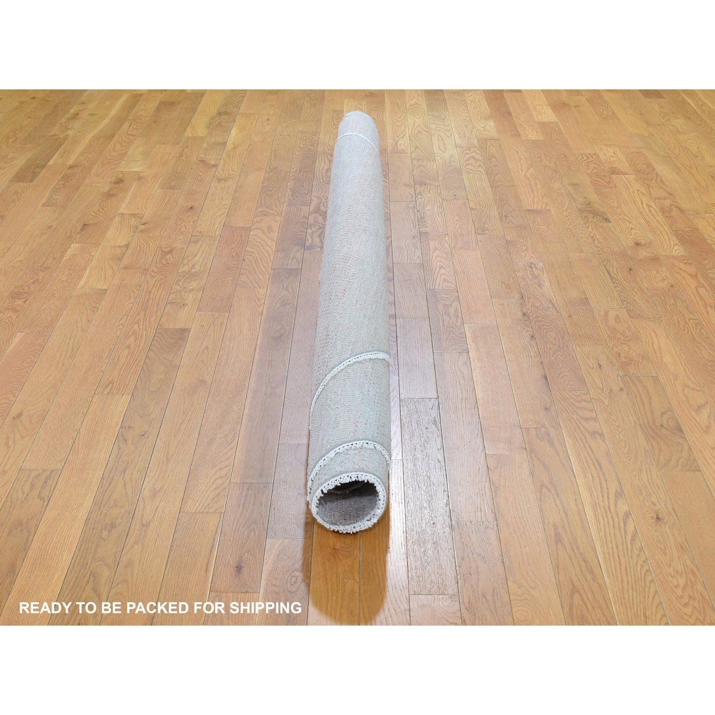 8'X8' Salmon Grass Design Wool And Silk Hand Knotted Round Oriental Rug