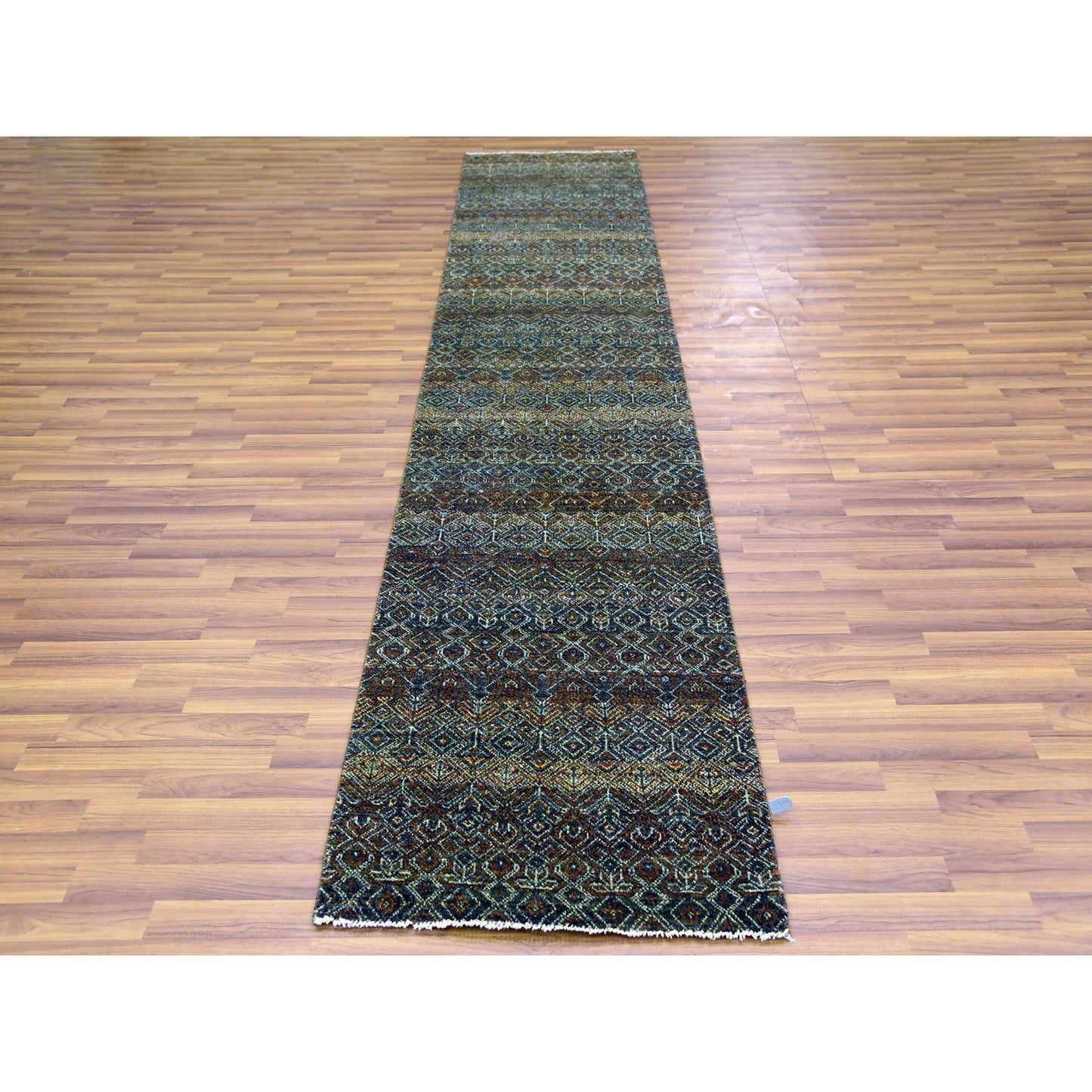 2'6"X12' Brown Hand Knotted Kohinoor Herrita Design 100% Wool Runner Rug