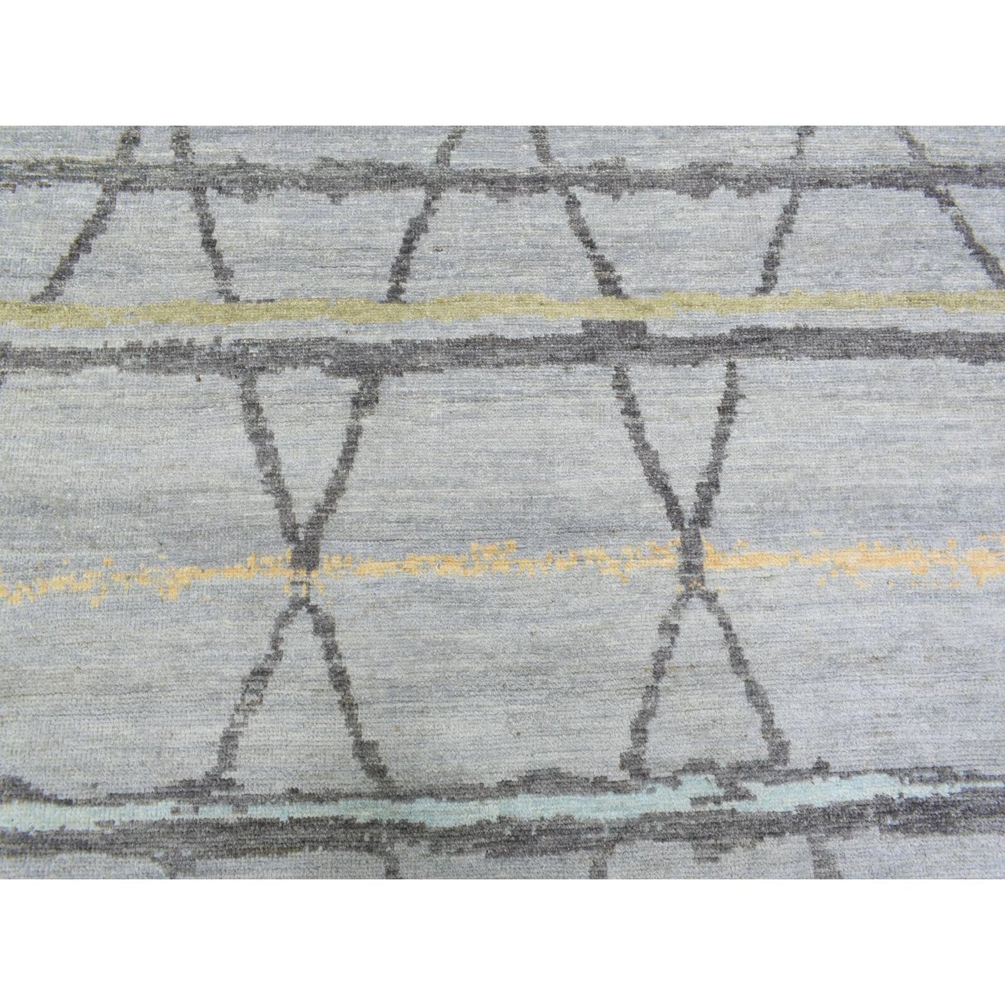 10'X13'9" Light Gray Hand Knotted Boujaad Moroccan Berber Design Wool Rug