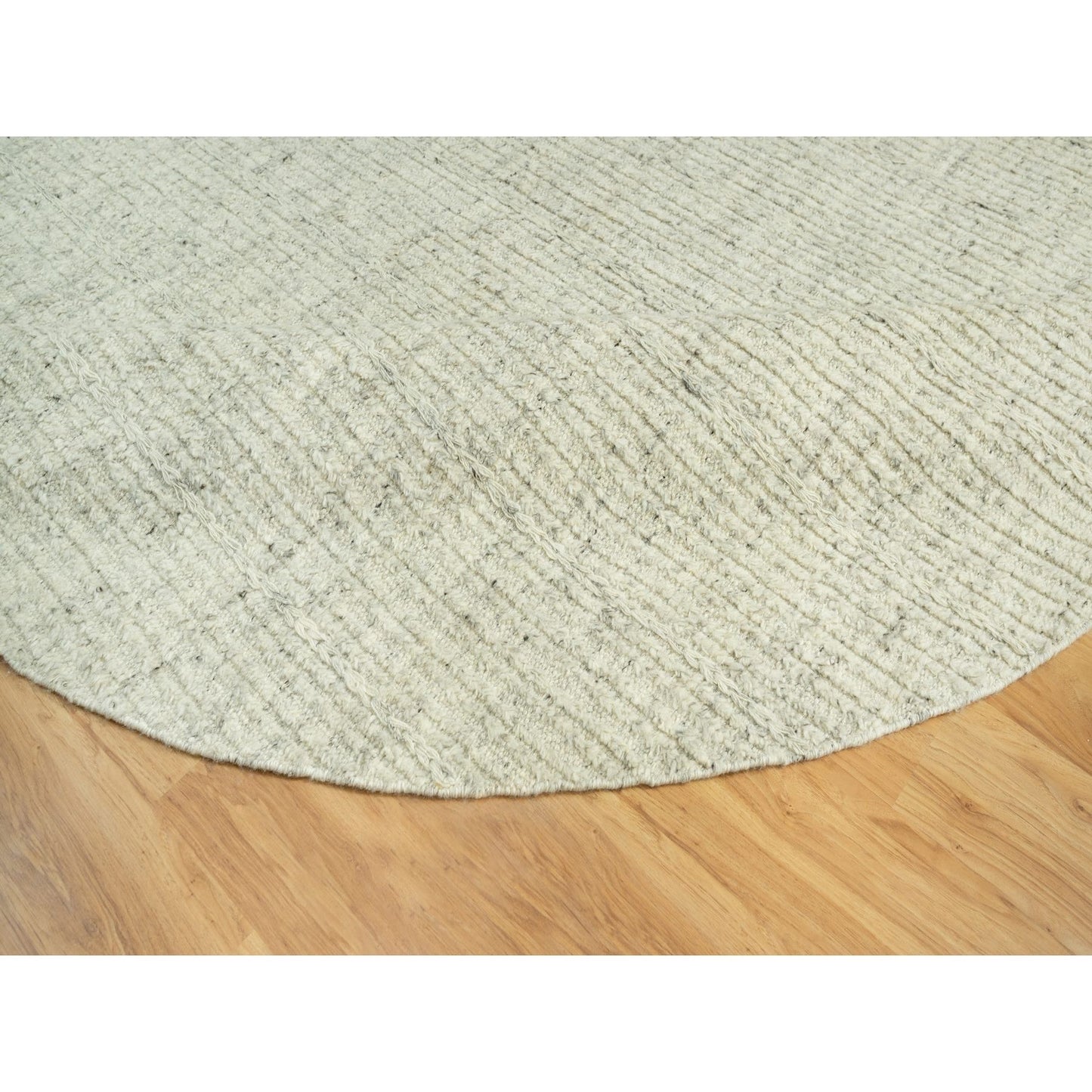 10'X10' Halo Gray Organic Wool Cord Plain Hand Woven Flat Weave Round Rug