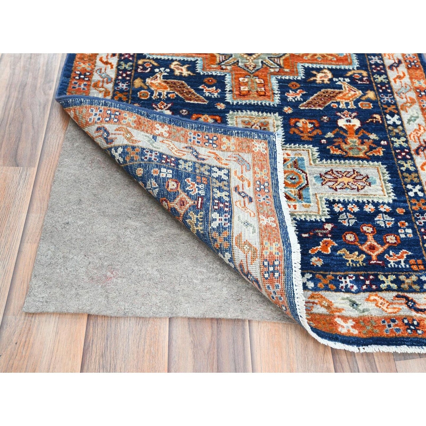 2'1"X5'10" Delft Blue Armenian Inspired Woolhand Knotted Oriental Rug
