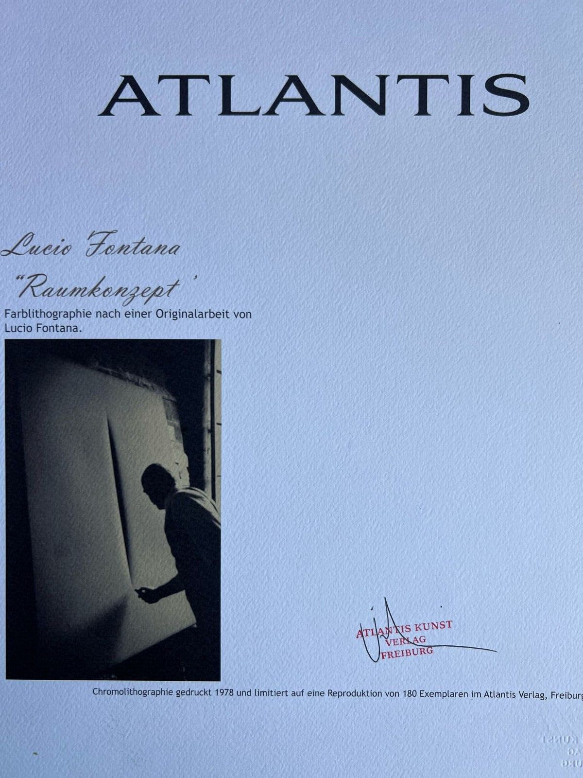 Lucio Fontana Lithograph Coa Signed In Pen Numbered In Pencil 180