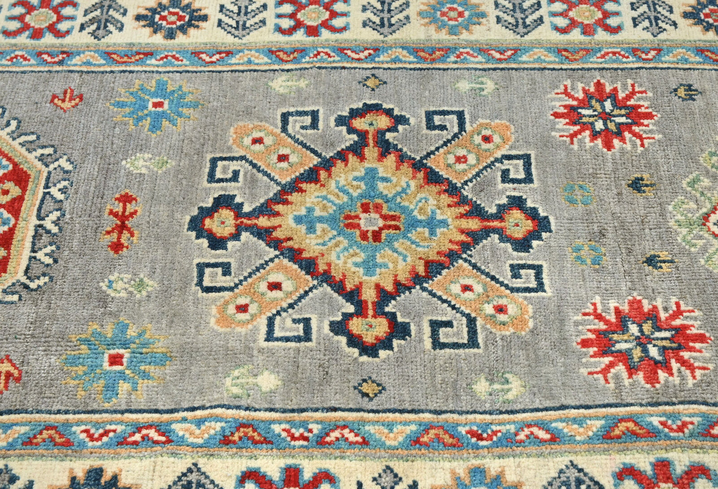 Geometric Tribal Kazak Runner Rug Oriental