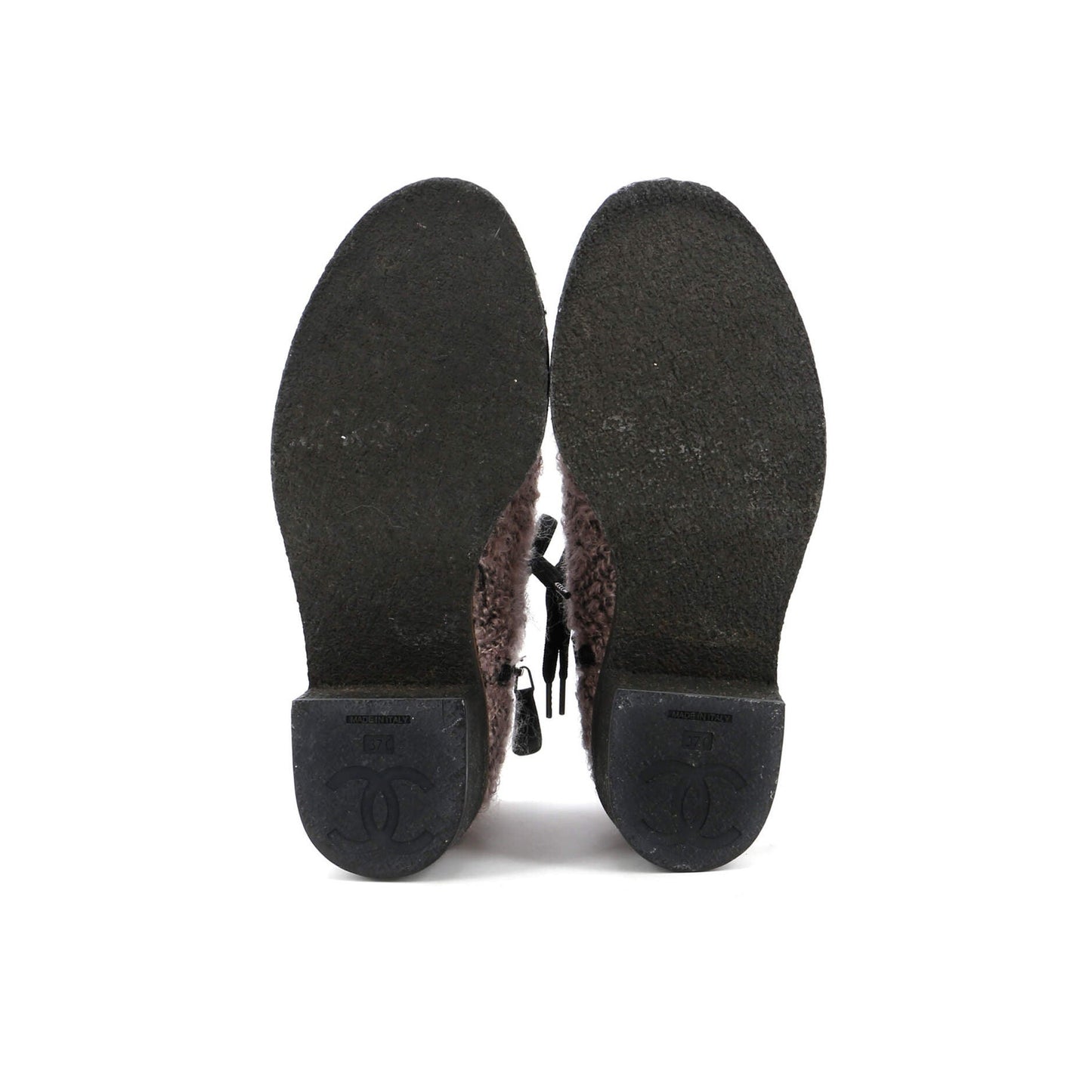 Chanel Women'S Cap Toe Combat Boots Tweed