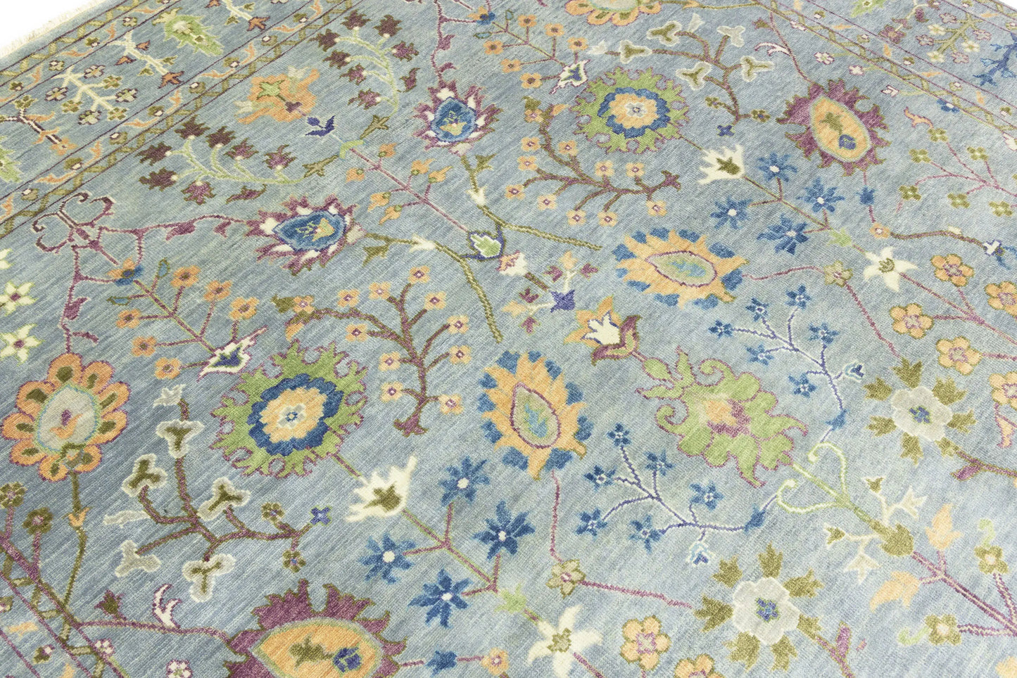 Hand-Knotted Gray Floral Chobi Oriental Rug