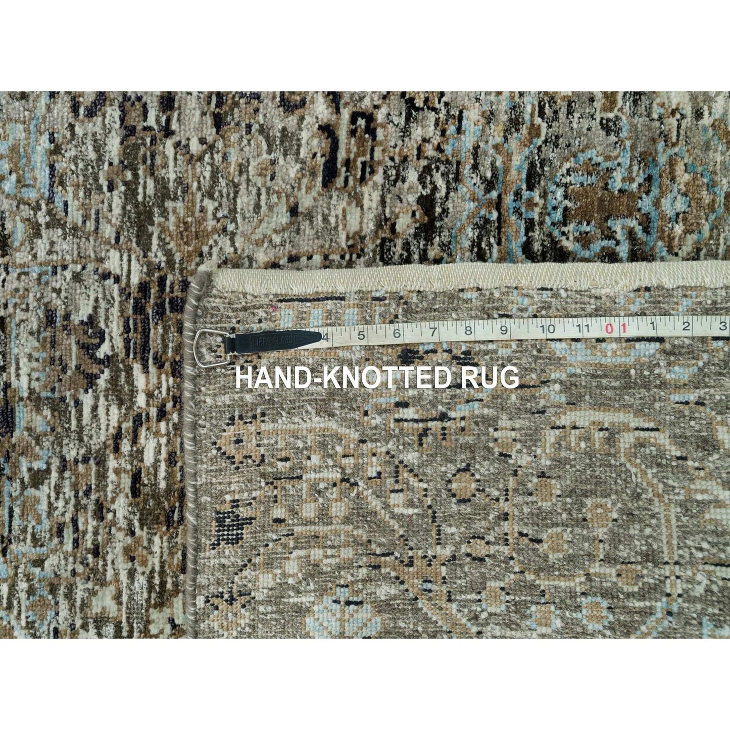 Rug 2'8"x23'10" Gray Transitional Hand Knotted Silk and Wool XL Runner