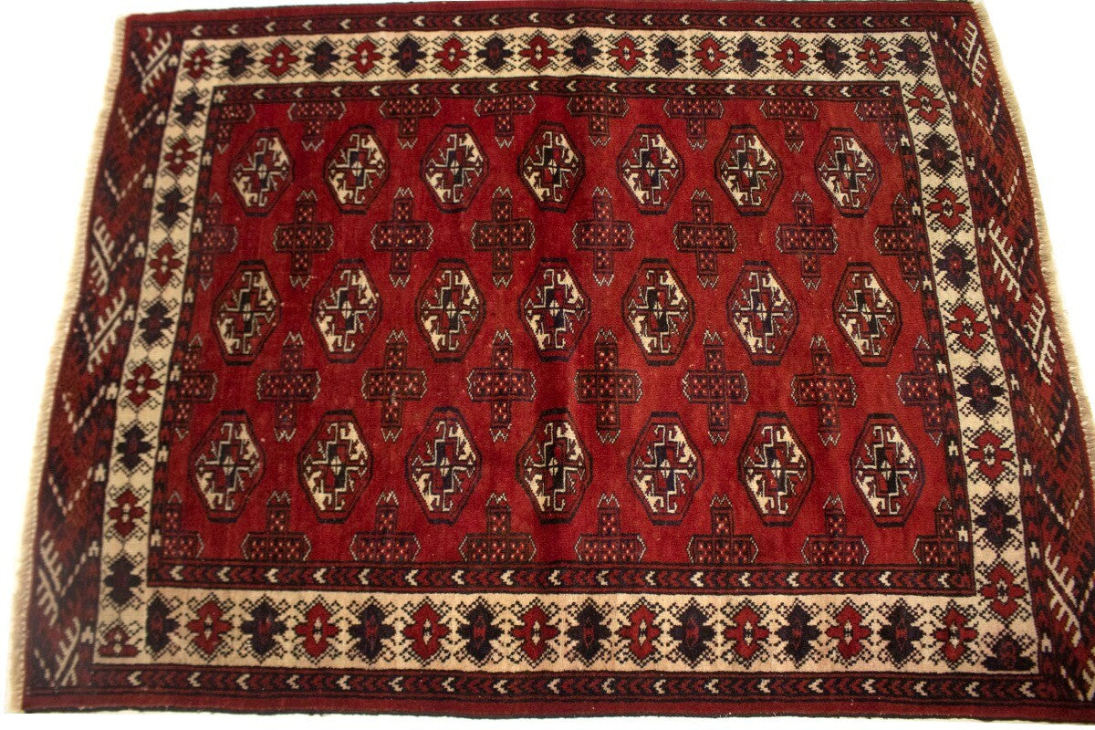Handmade Semi-Antique Oriental Rug 4X5 Ft Small
