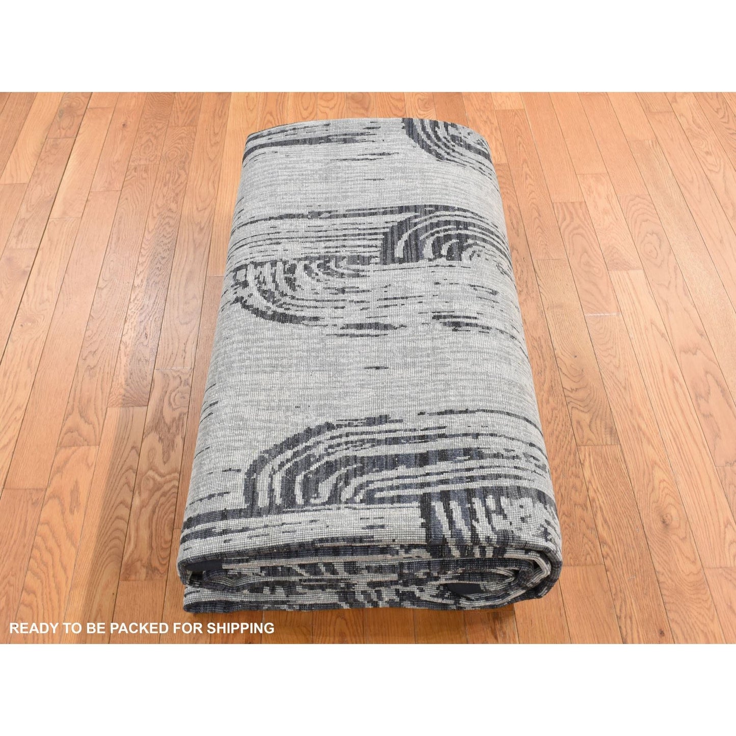 10'X14'5" Gray The Cane Design Silk With Wool Hand Knotted Rug